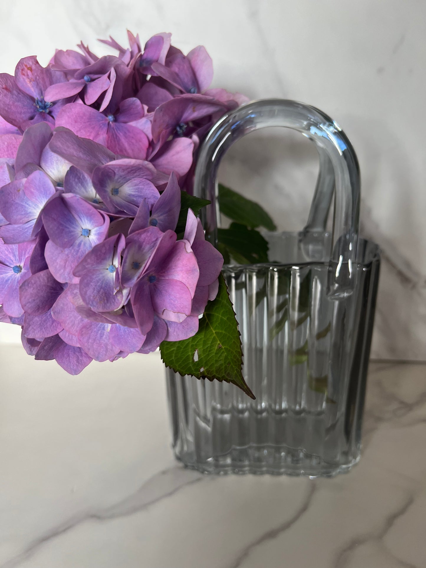 Glass Vase in Charcoal Grey