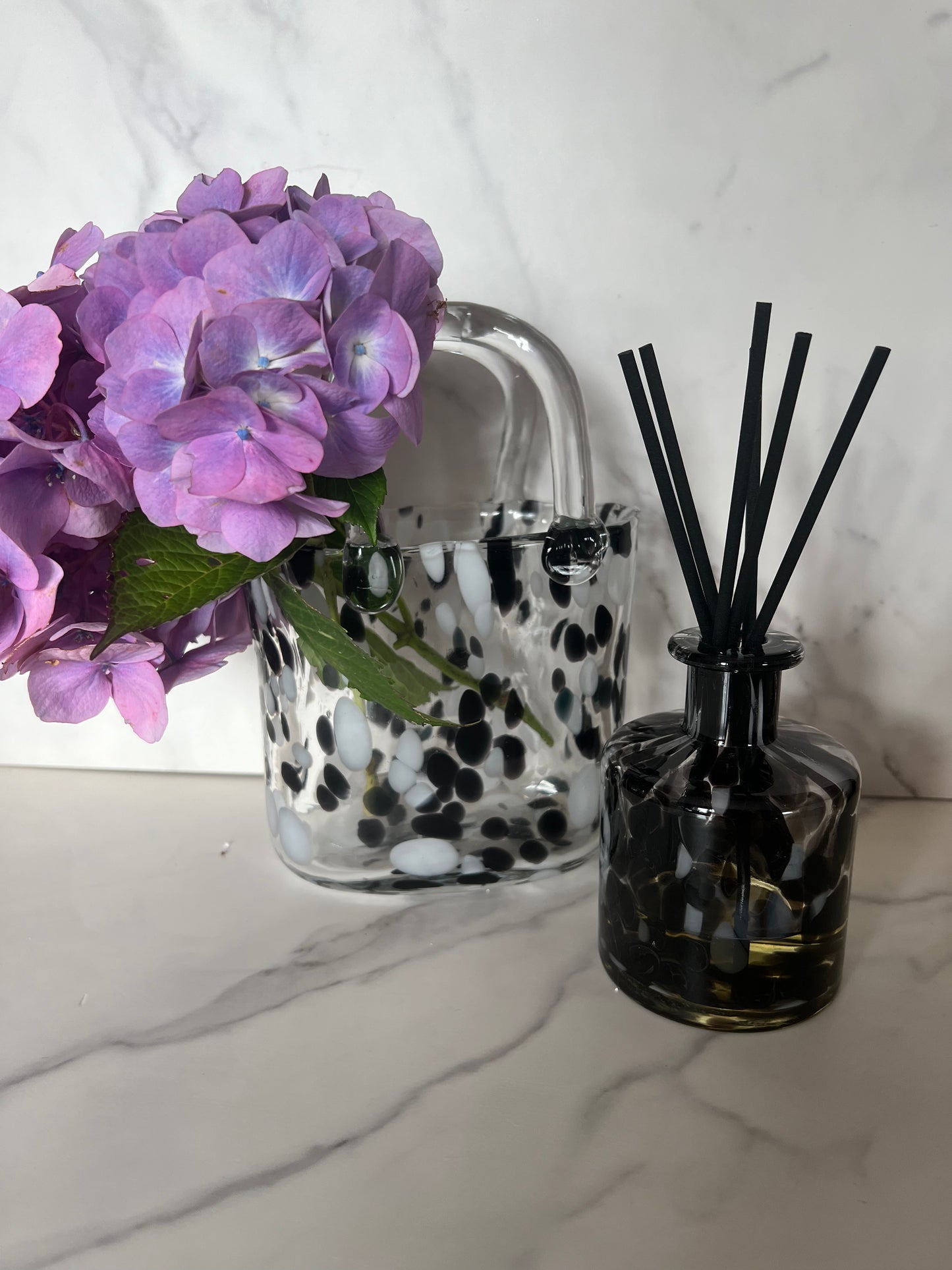 Glass Vase in Black & White Dalmation