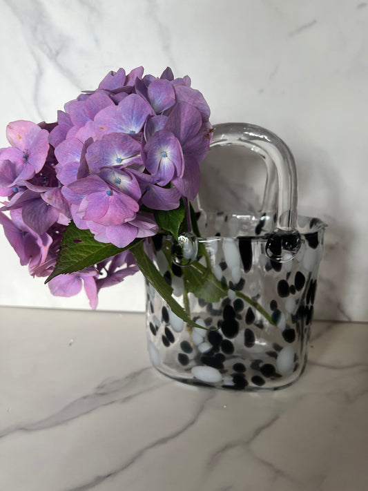 Glass Vase in Black & White Dalmation