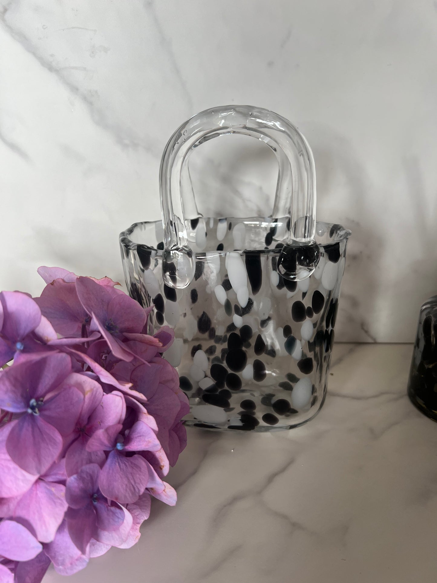 Glass Vase in Black & White Dalmation