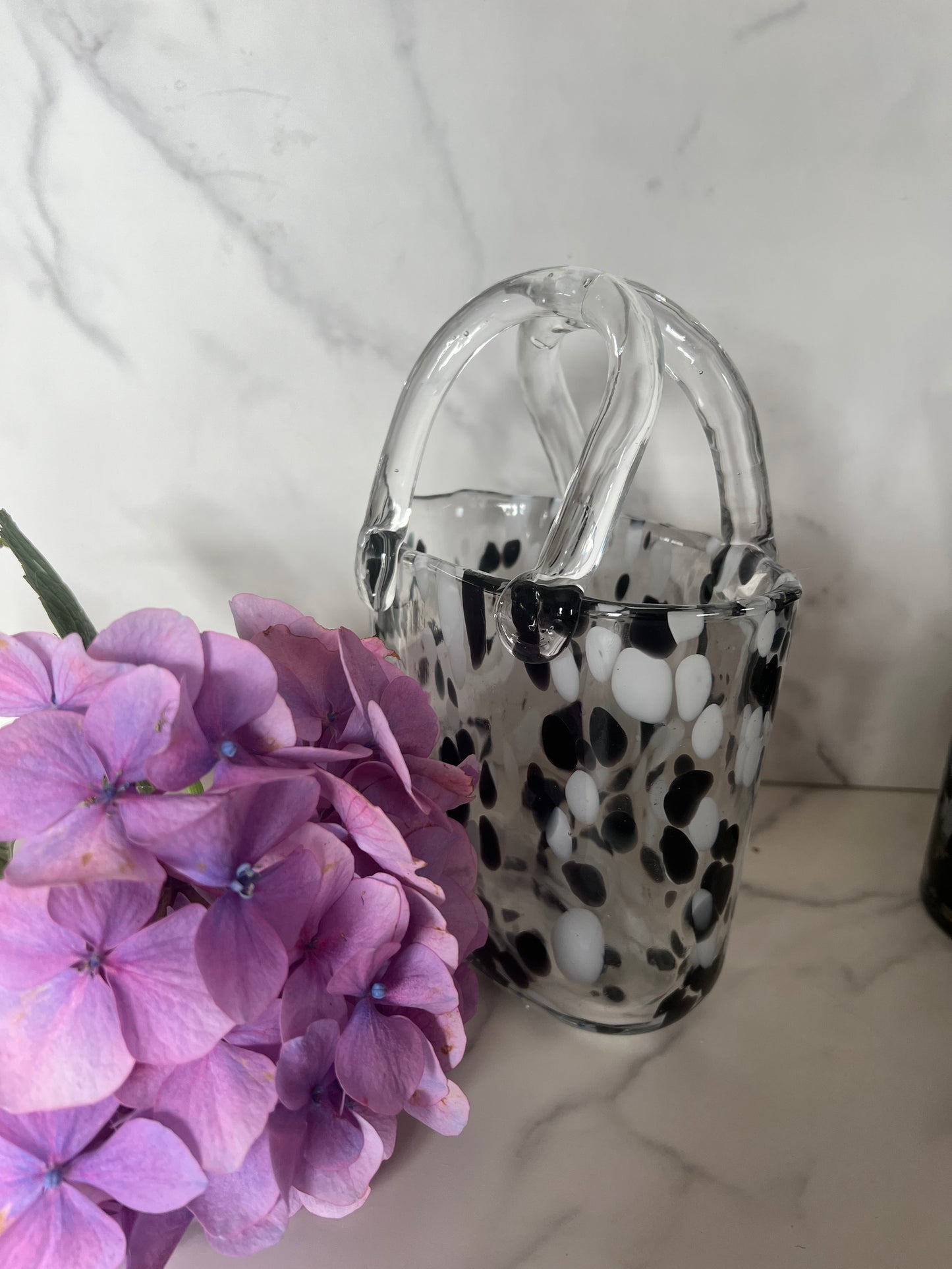 Glass Vase in Black & White Dalmation