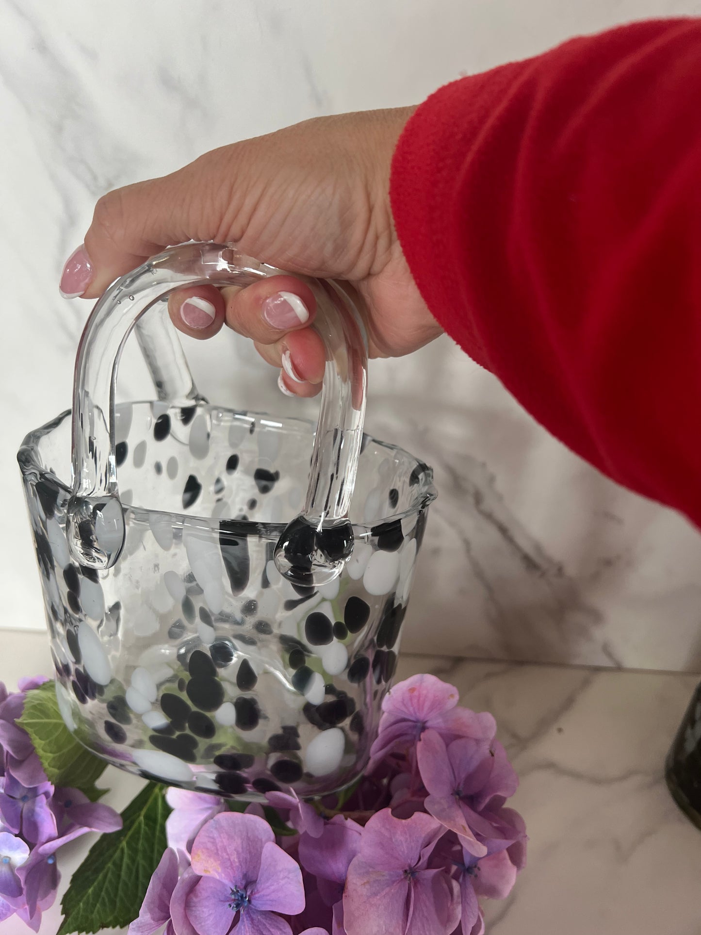 Glass Vase in Black & White Dalmation