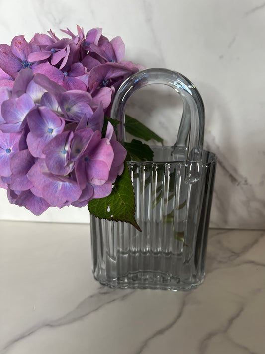 Glass Vase in Charcoal Grey