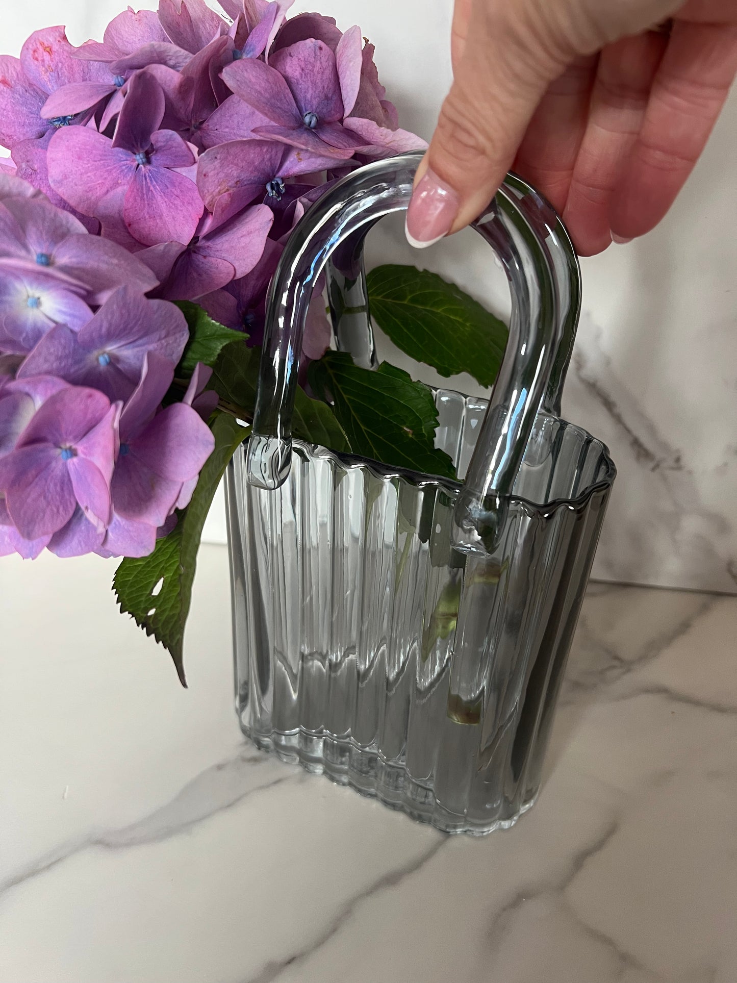 Glass Vase in Charcoal Grey